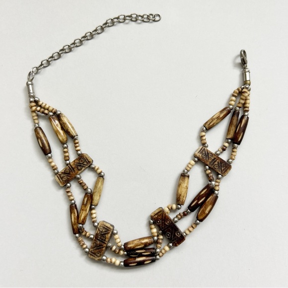 Vintage Horn Bone Bead Choker Necklace - Picture 2 of 6